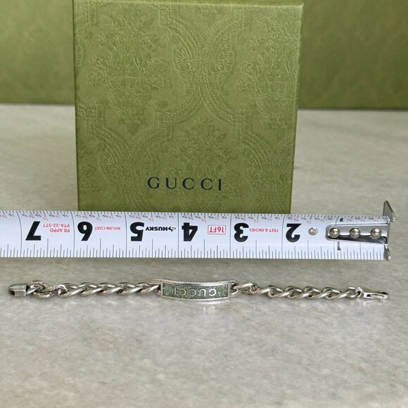 GUCCI turquoise plate Silver bracelet SLV bracelet, 678712, size 18 - Picture 13 of 14